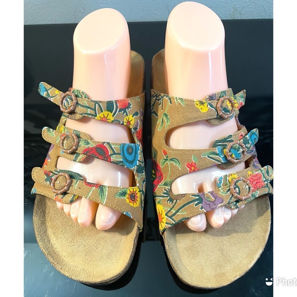 New Without Box Eurowellness Floral Strappy Women’s Slip On Sandals Size 11/42